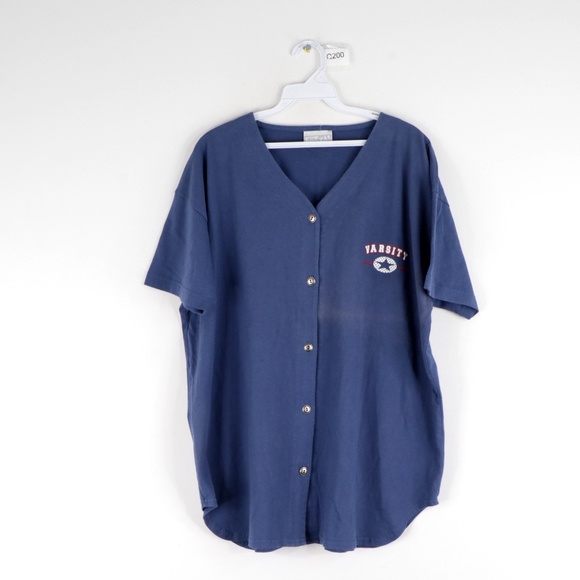 Vintage 90s Streetwear Baseball T Shirt Navy Blue - Picture 1 of 9